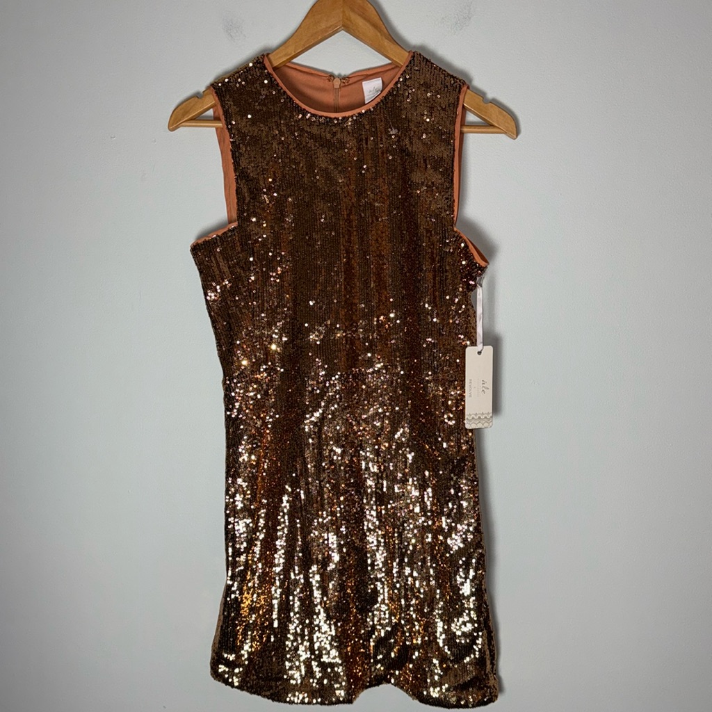 New Ale By Alessandra Revolve Copper Sequin Mini Dress Medium